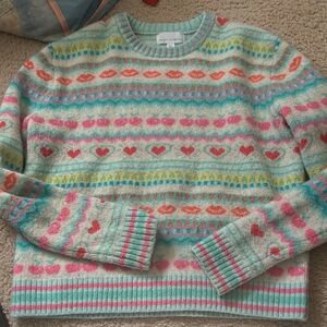 Valentines Day! Colorful Heart and Stripe Kids Sweater